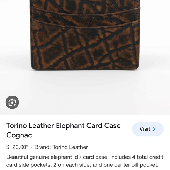 Torino Leather Elephant Card Case Cognac - Picture 3 of 3